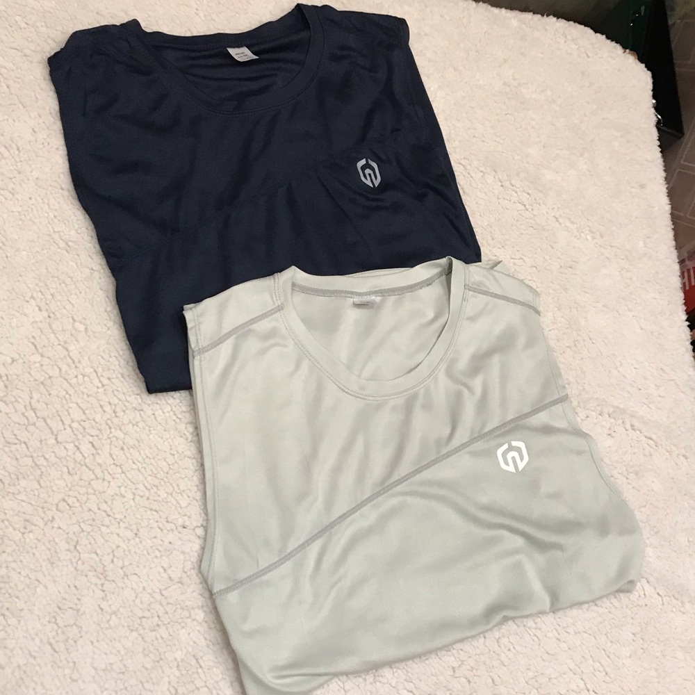 Neleus Running Tank Top Set Gray & Blue Sleeveless , XXL
